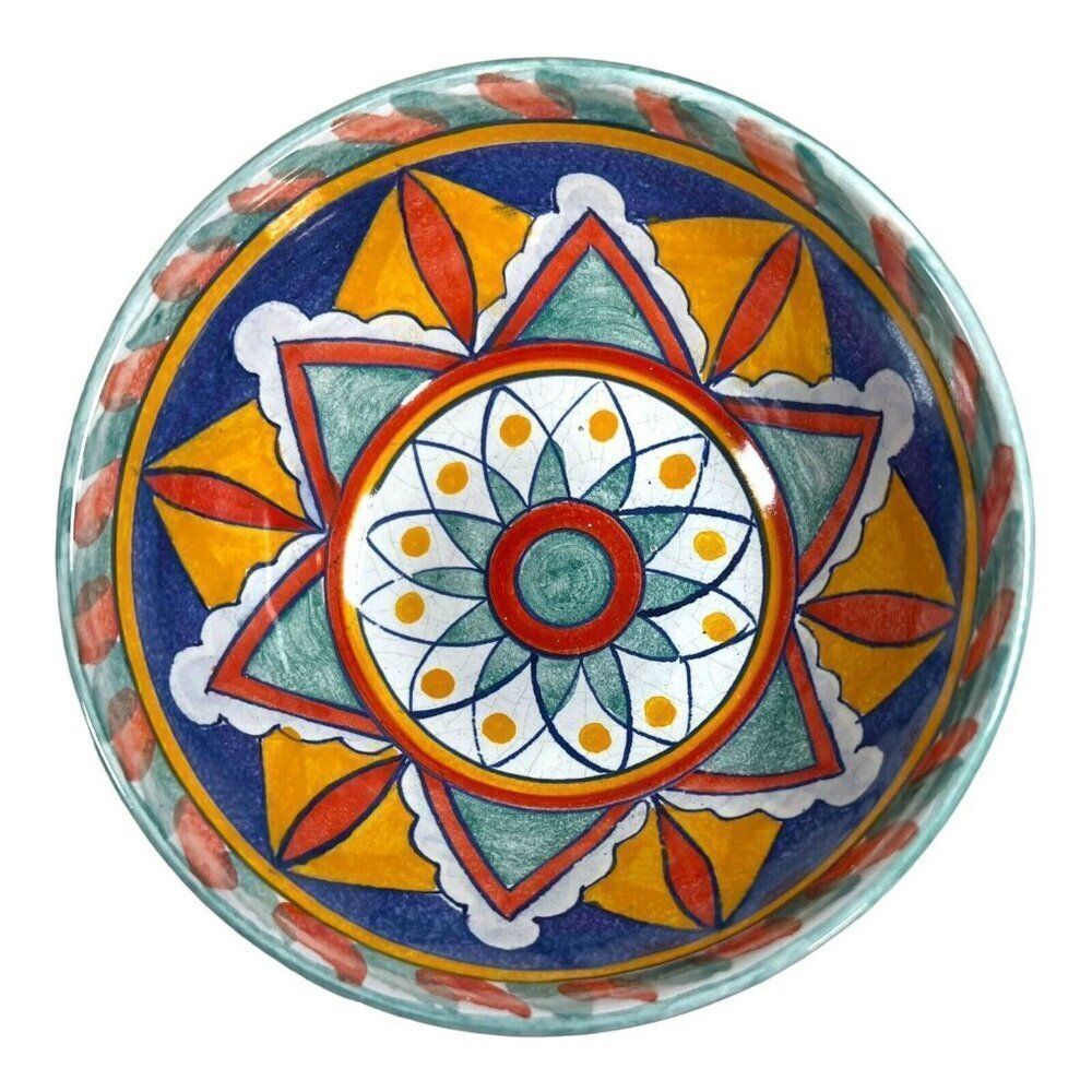 Deruta Sberna Italian Pottery Dipinto A Mano 6.5" Round Folk Art Bowl Painted